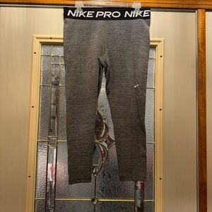 Nike Pro 7/8 Mesh Detail Mid Rise Heather Gray Legging